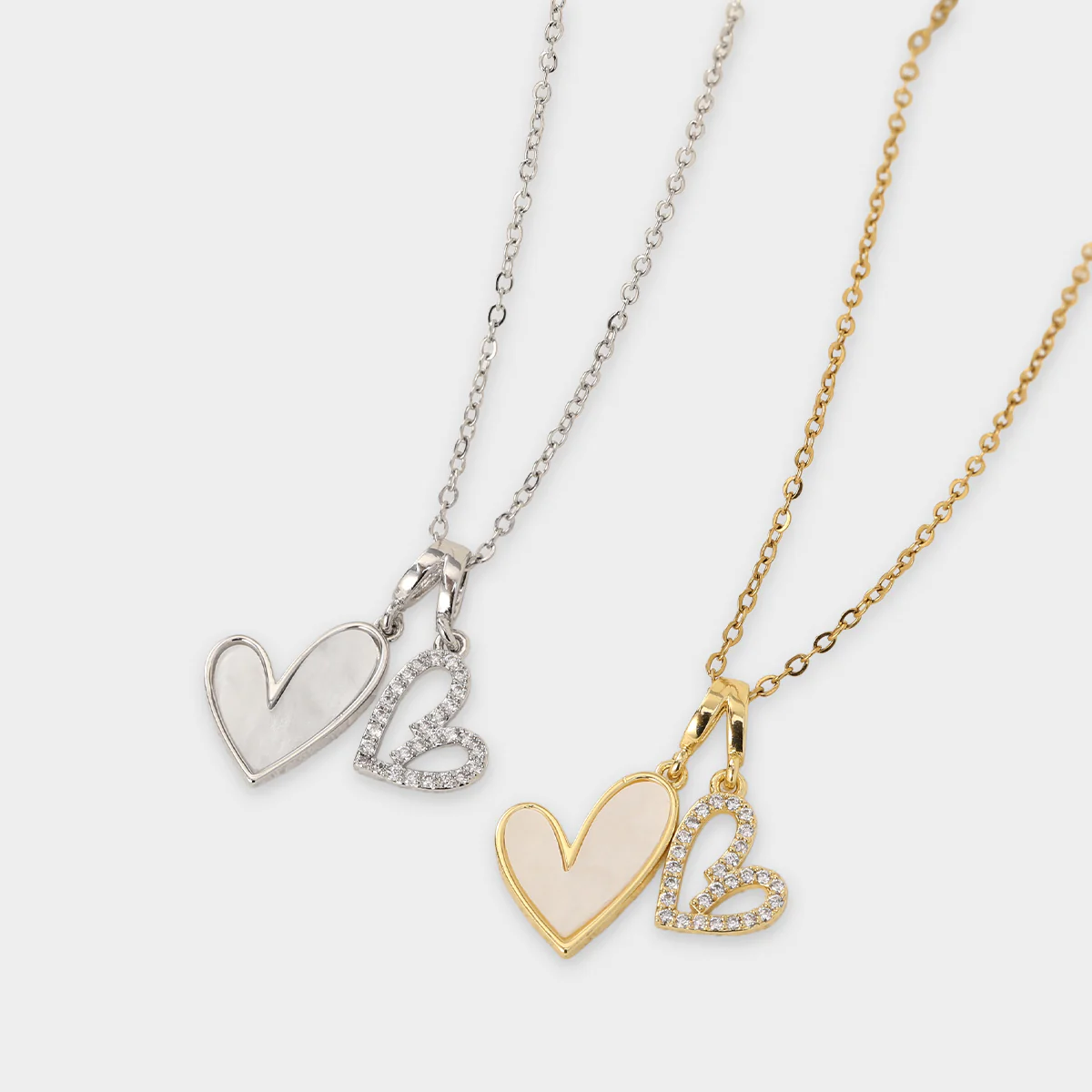 Mother of Pearl & Pave Hearts Necklace - Image 23