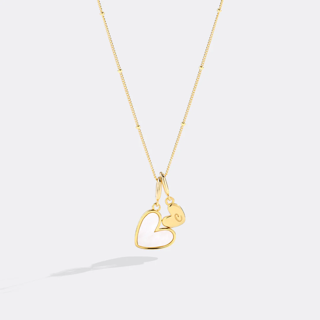 Mother Of Pearl Heart Initial Necklace - Image 31