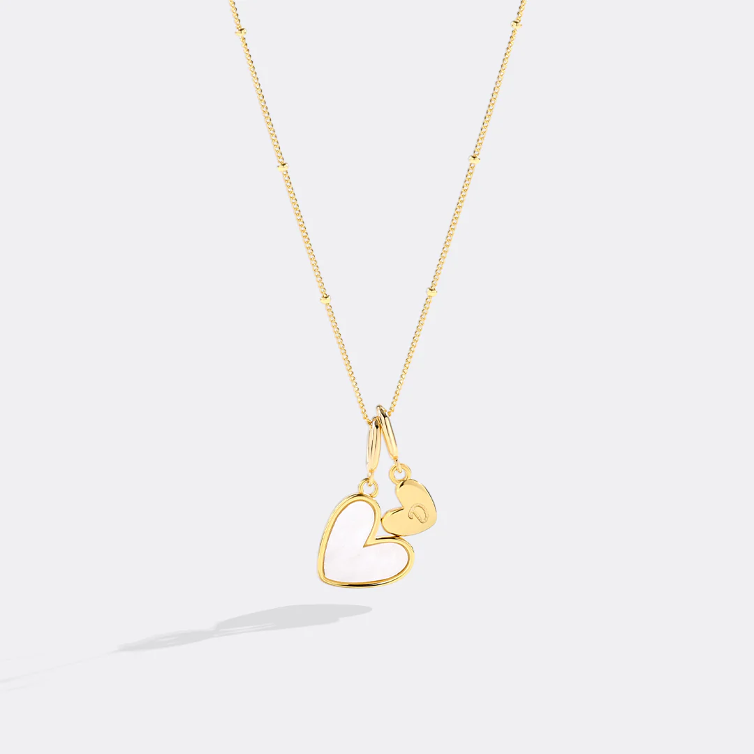 Mother Of Pearl Heart Initial Necklace - Image 32