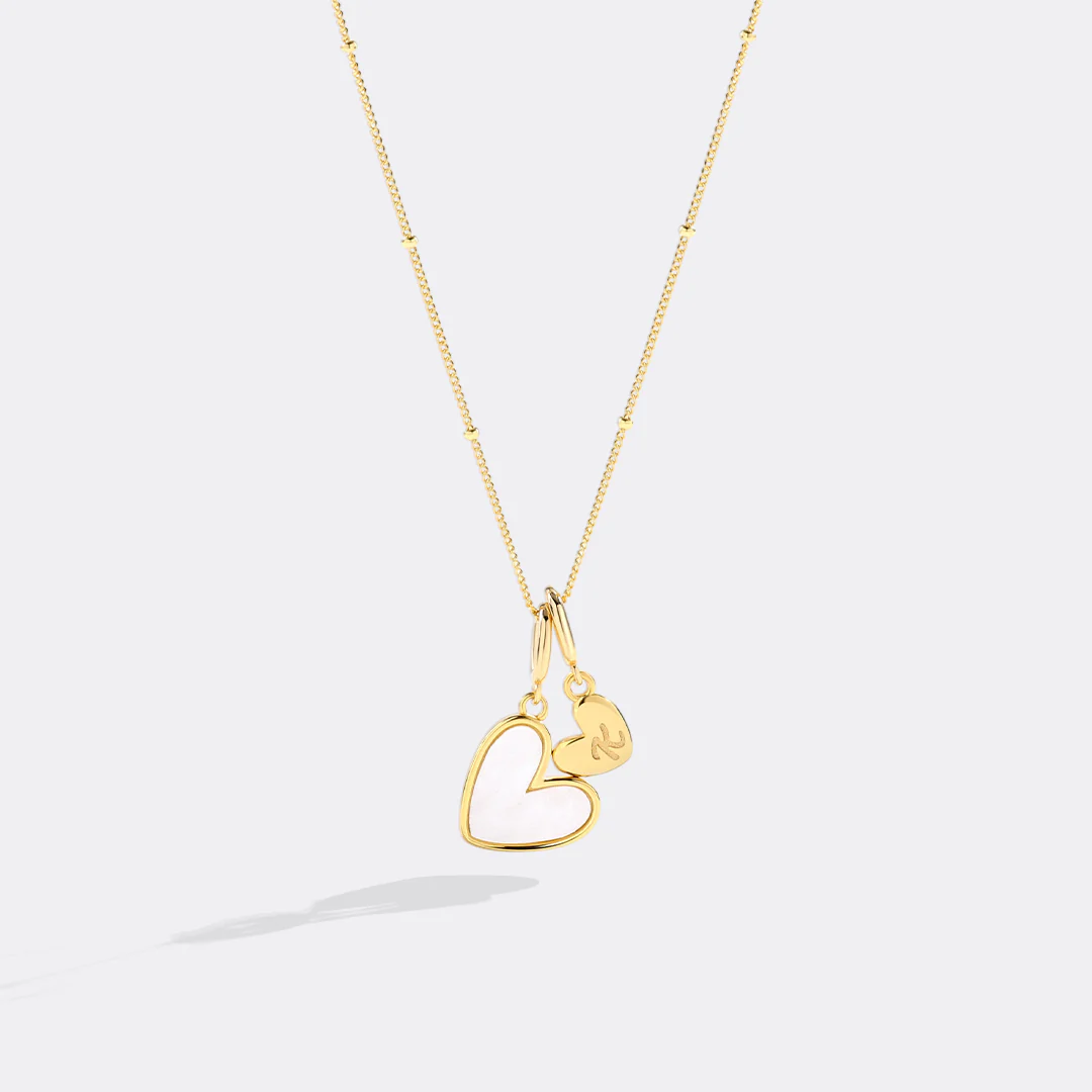 Mother Of Pearl Heart Initial Necklace - Image 39