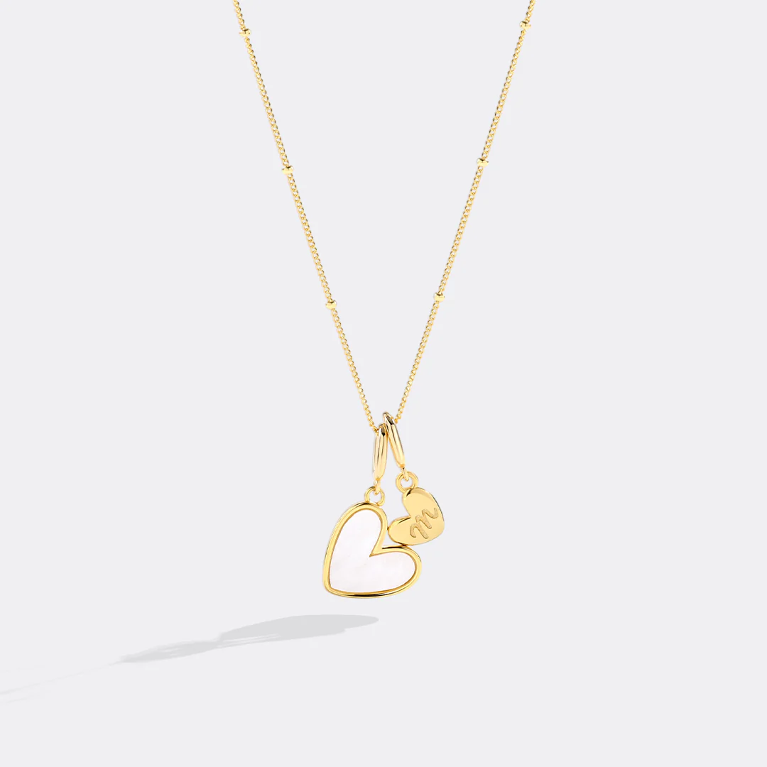 Mother Of Pearl Heart Initial Necklace - Image 41