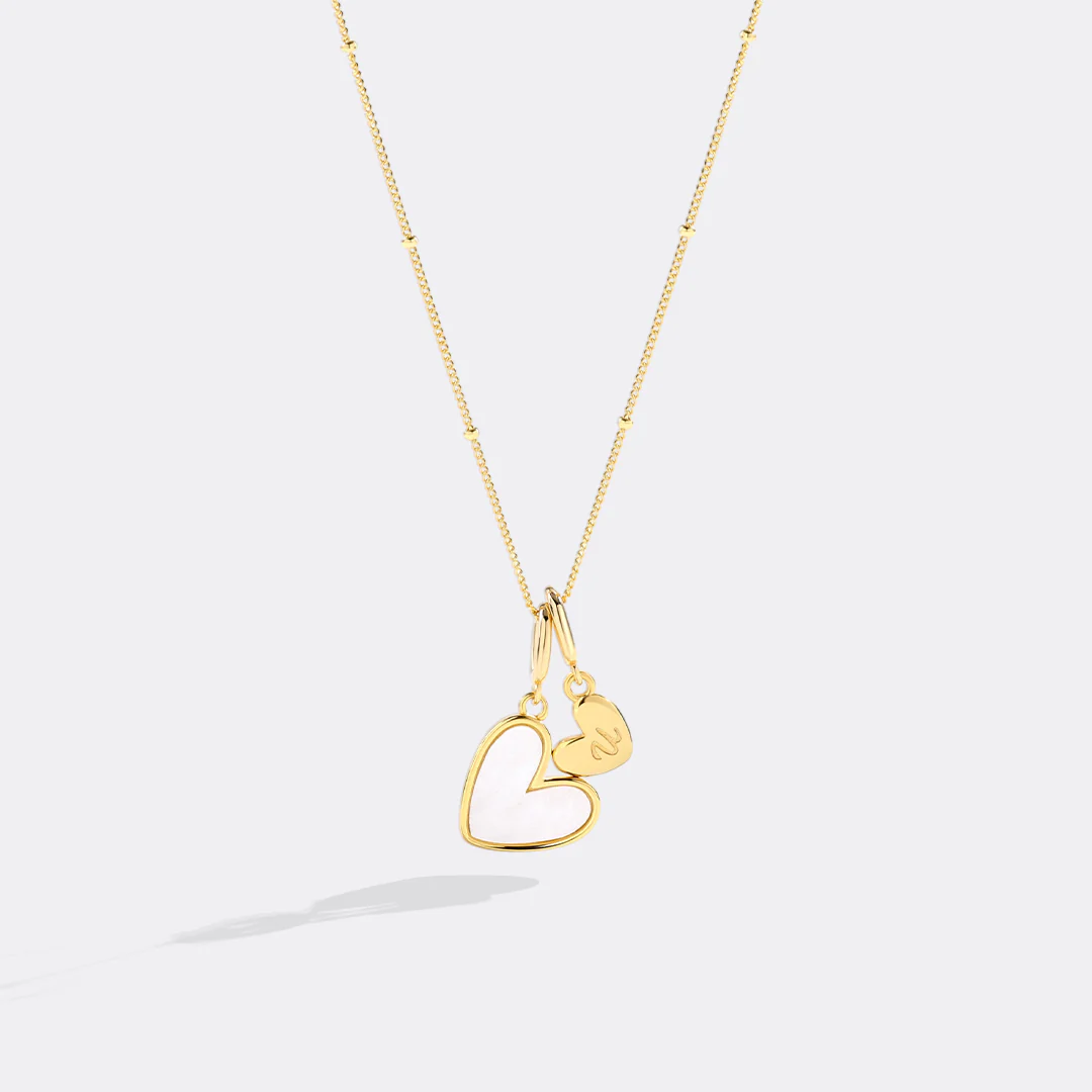 Mother Of Pearl Heart Initial Necklace - Image 49