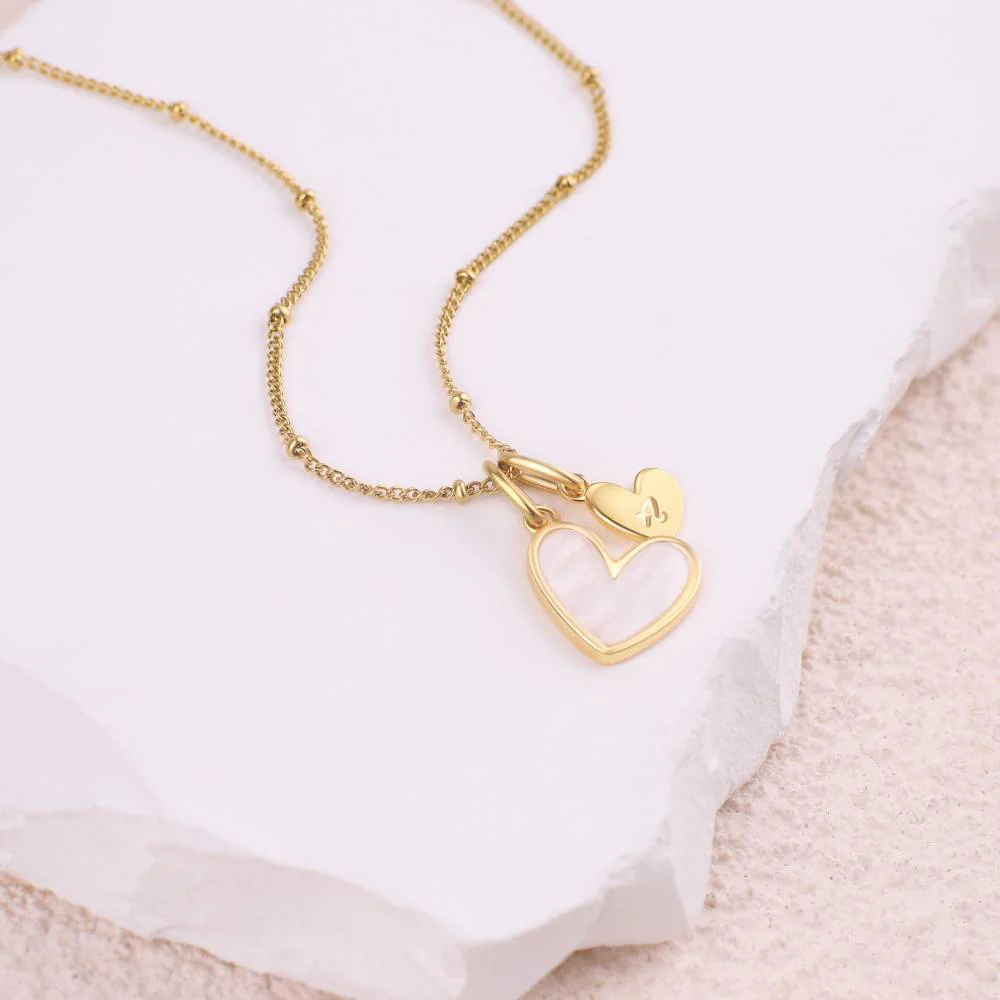 Mother Of Pearl Heart Initial Necklace - Image 5