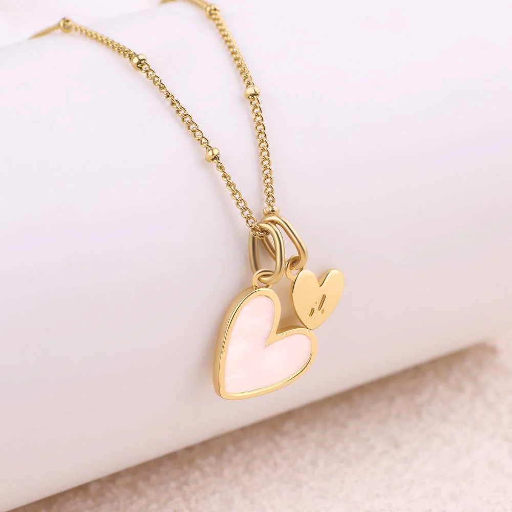 Mother Of Pearl Heart Initial Necklace - Image 7
