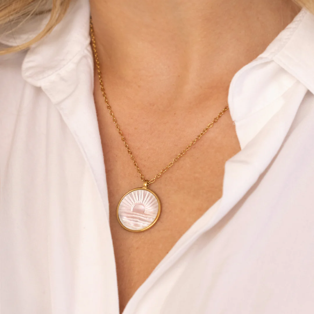 Mother of Pearl Sunrise Pendant Necklace - Image 3