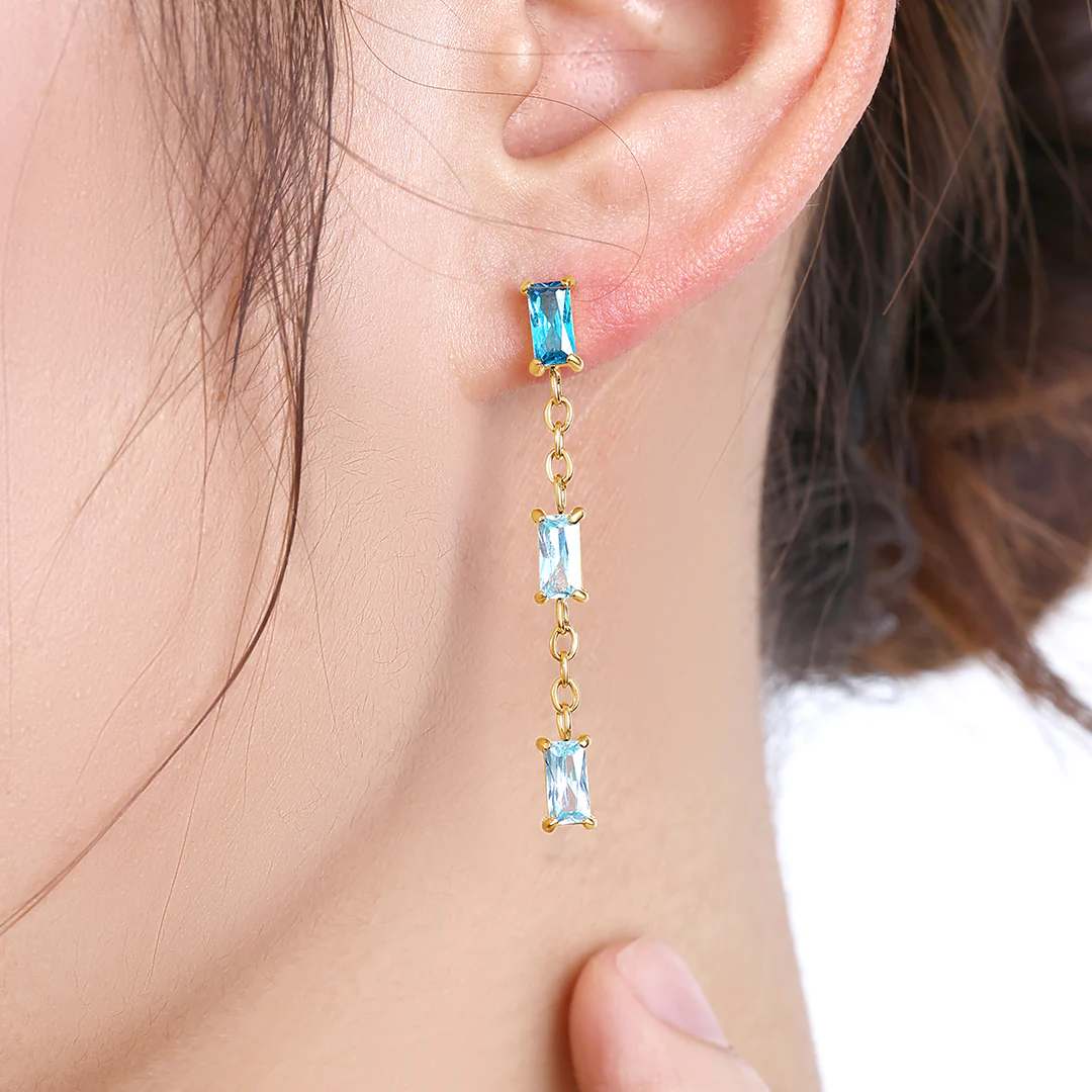 Ombre Baguette Dangle Earrings - Image 4