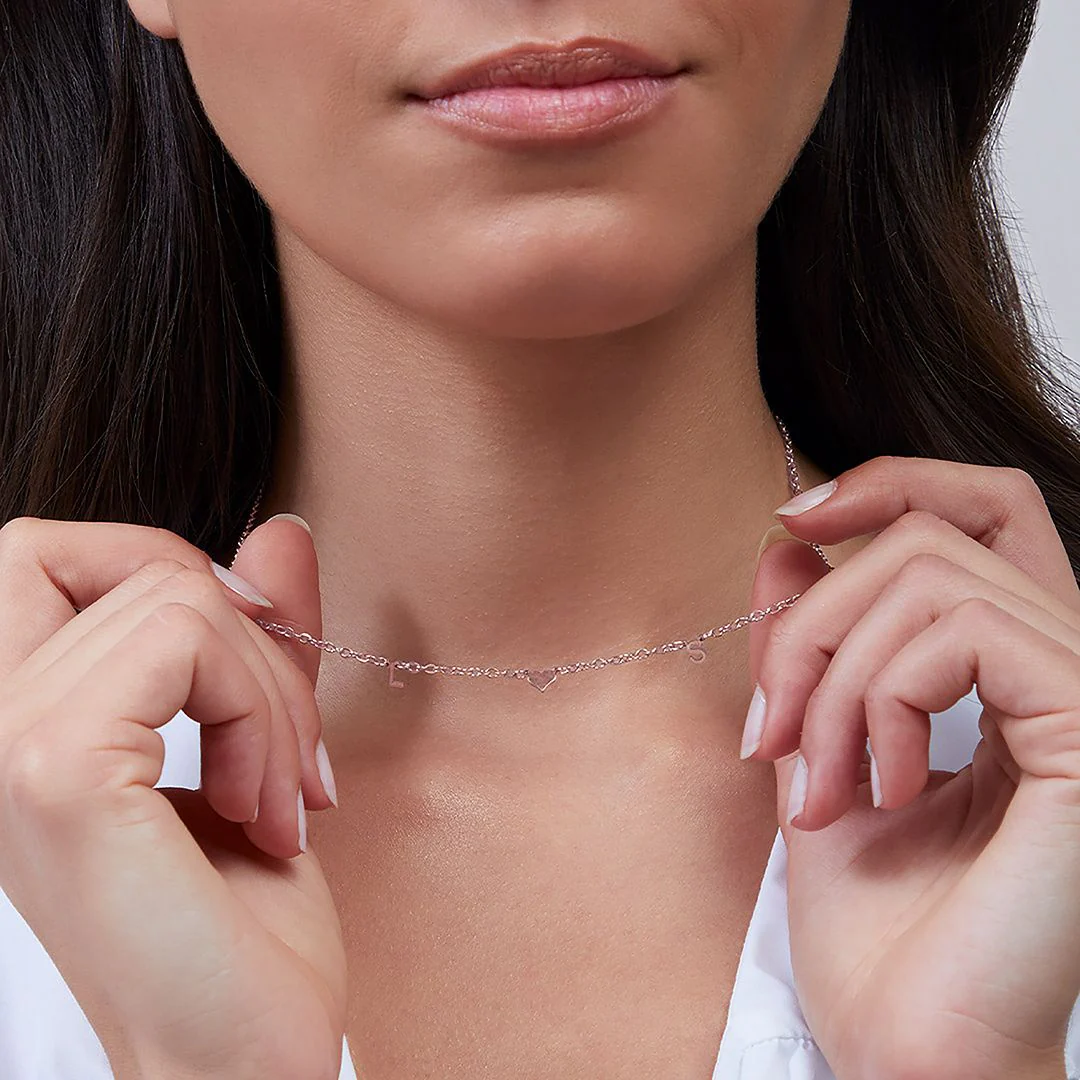 One Heart Initial Necklace - Image 4