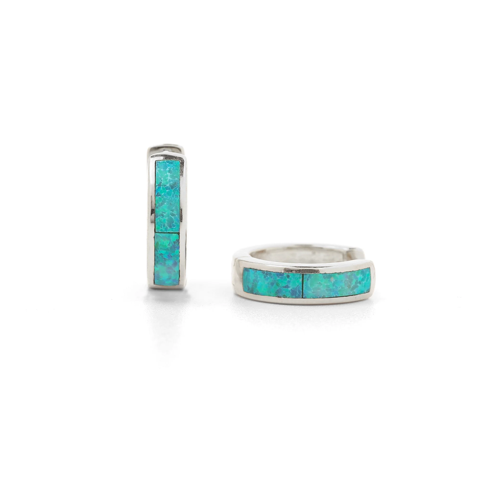Opal Inlay Huggie Hoop Earrings - Image 19