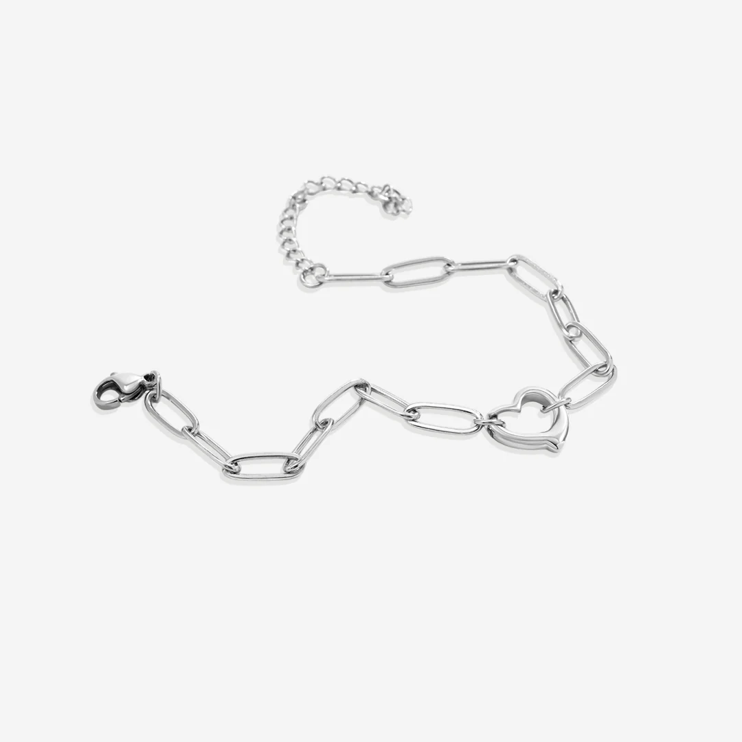 Open Heart Paperclip Chain Bracelet - Image 12