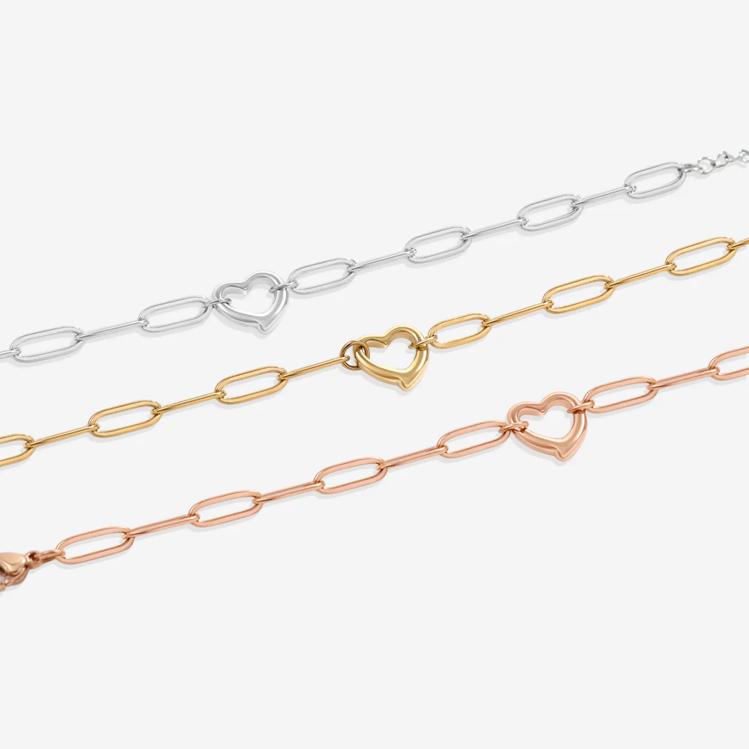 Open Heart Paperclip Chain Bracelet - Image 19