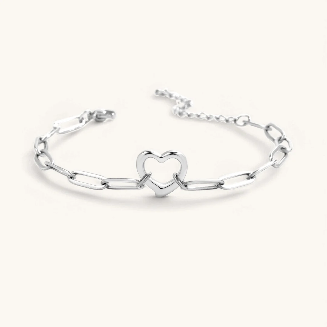 Open Heart Paperclip Chain Bracelet - Image 20