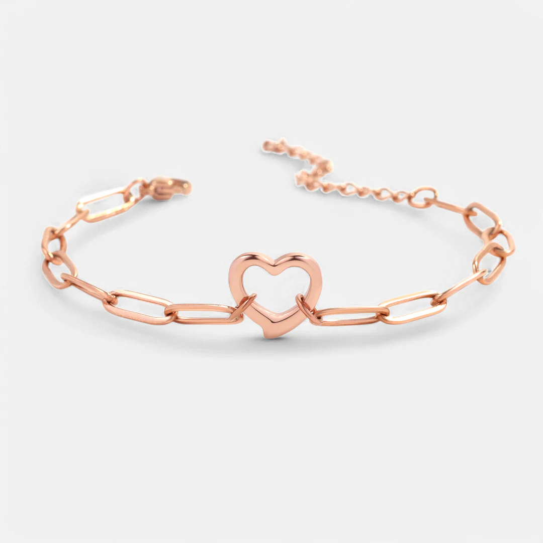 Open Heart Paperclip Chain Bracelet - Image 22