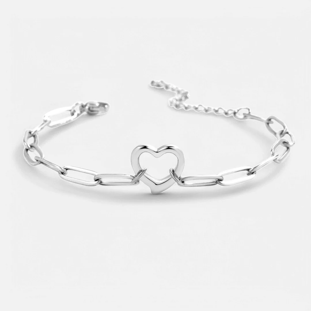 Open Heart Paperclip Chain Bracelet - Image 23