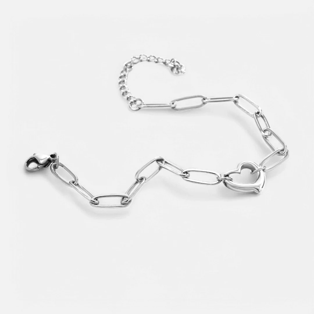 Open Heart Paperclip Chain Bracelet - Image 24