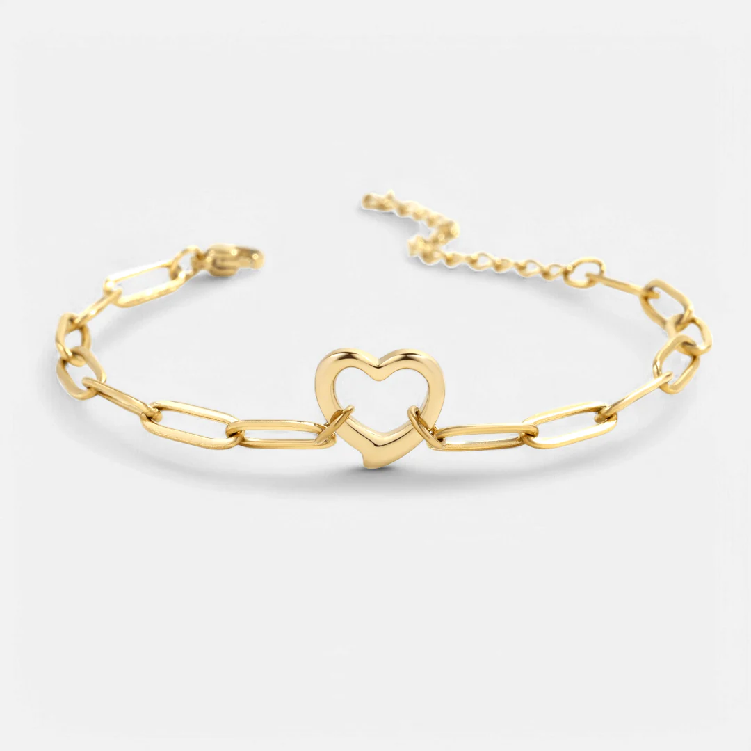 Open Heart Paperclip Chain Bracelet - Image 25