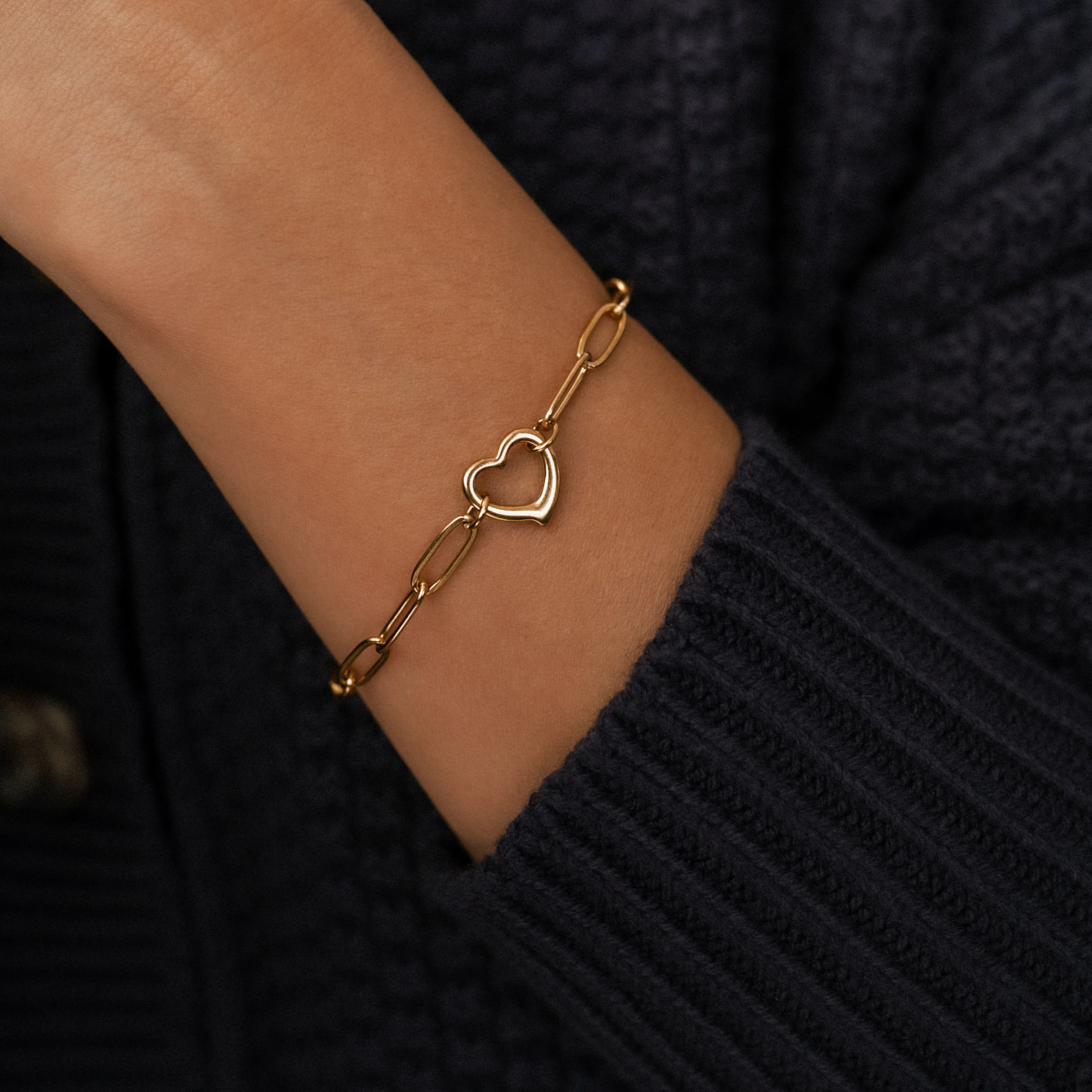 Open Heart Paperclip Chain Bracelet - Image 28