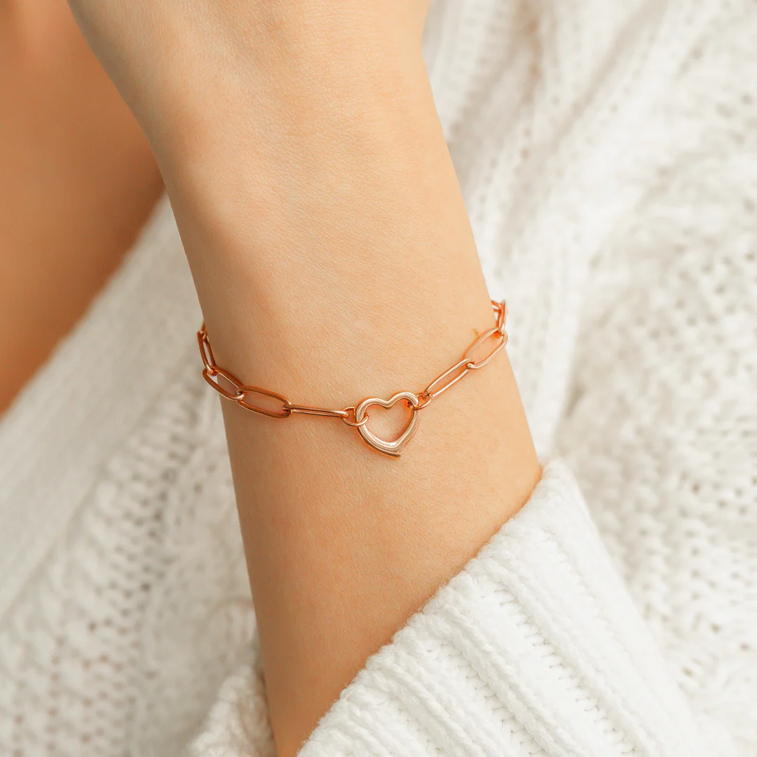 Open Heart Paperclip Chain Bracelet - Image 29
