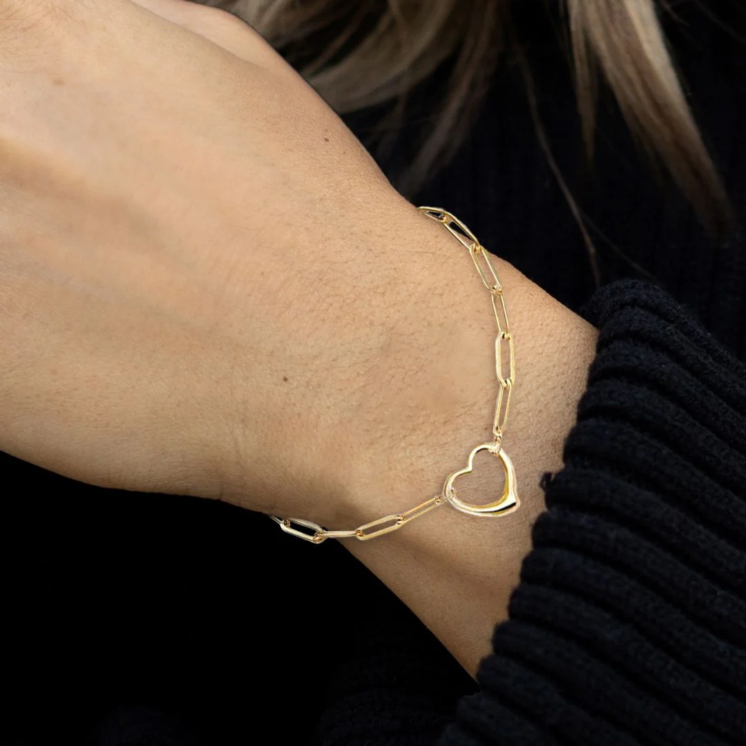 Open Heart Paperclip Chain Bracelet - Image 3