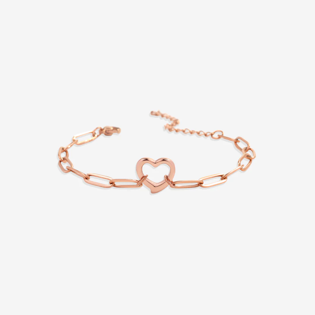 Open Heart Paperclip Chain Bracelet - Image 5