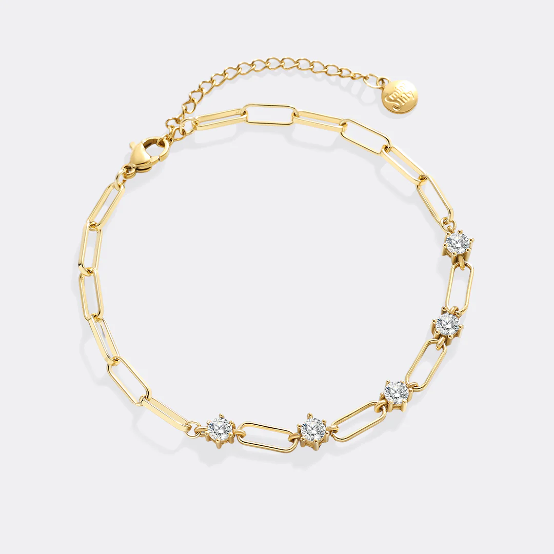 Paperclip Bracelet with Gemstone Accents - Image 13