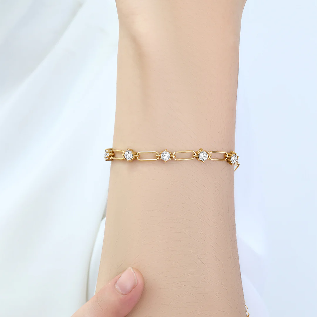 Paperclip Bracelet with Gemstone Accents - Image 4