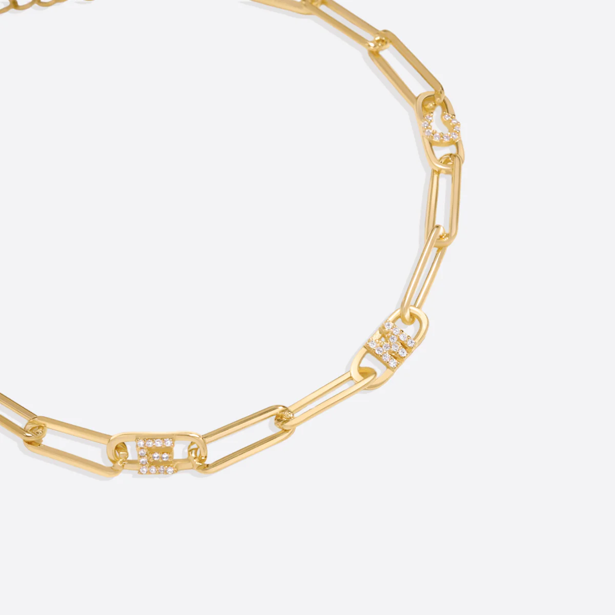 Paperclip Bracelet with Pave Initials - Image 9