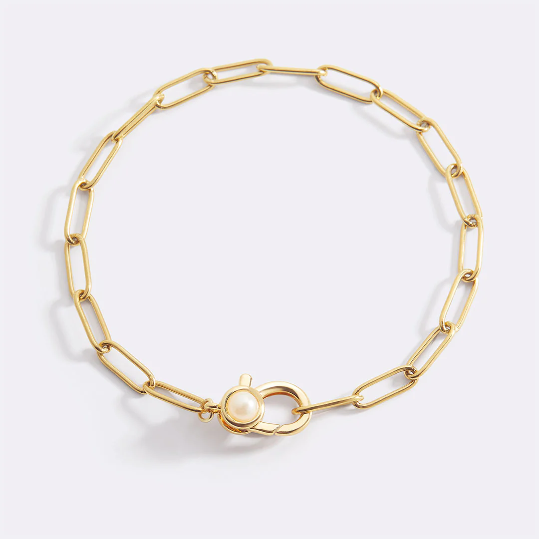 Paperclip Bracelet with Pearl Accent - Image 10