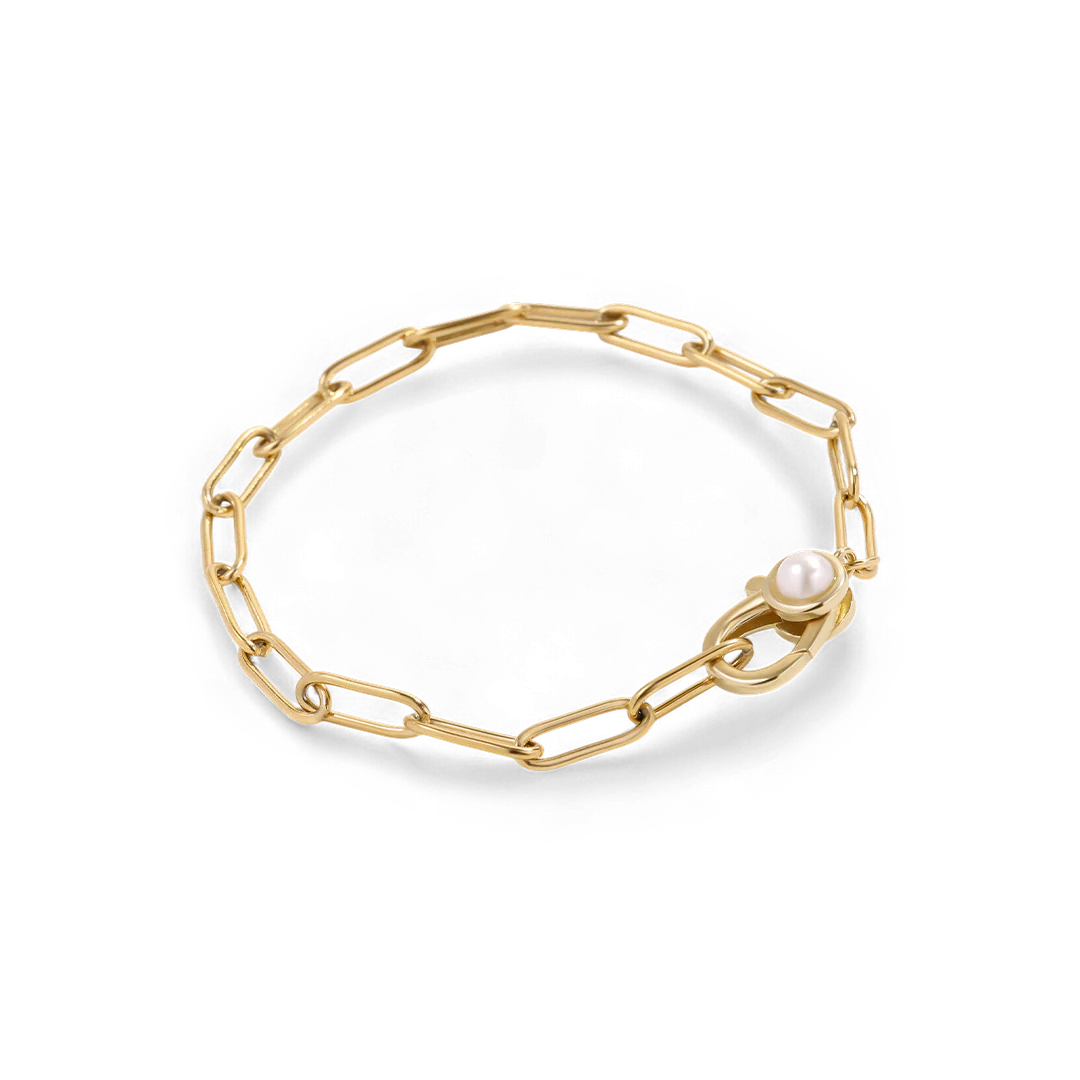 Paperclip Bracelet with Pearl Accent - Image 7