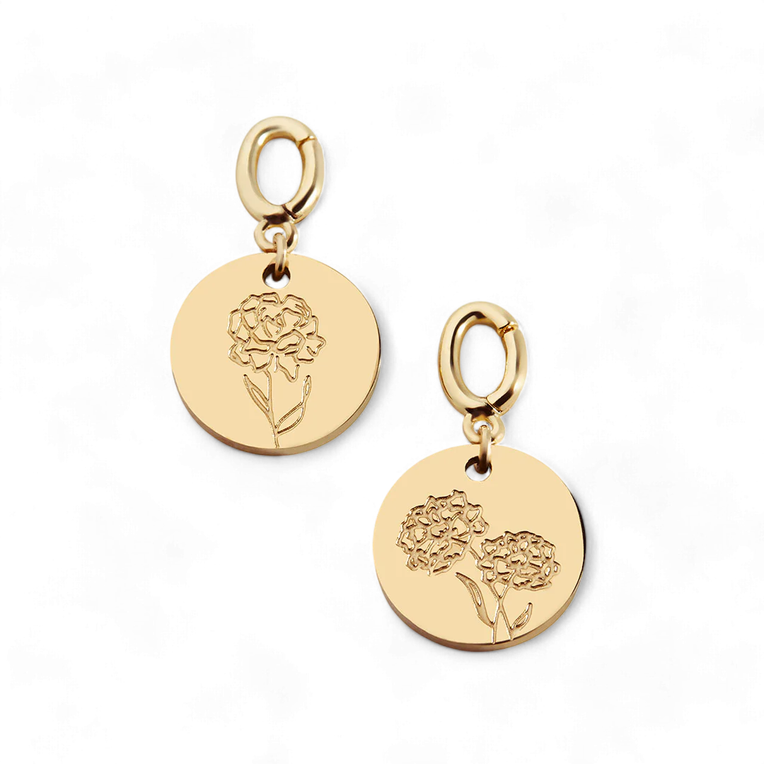 Engraved Birth Flower Disc Charm - Image 15