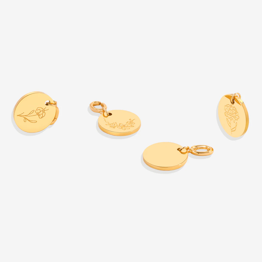 Engraved Birth Flower Disc Charm - Image 25