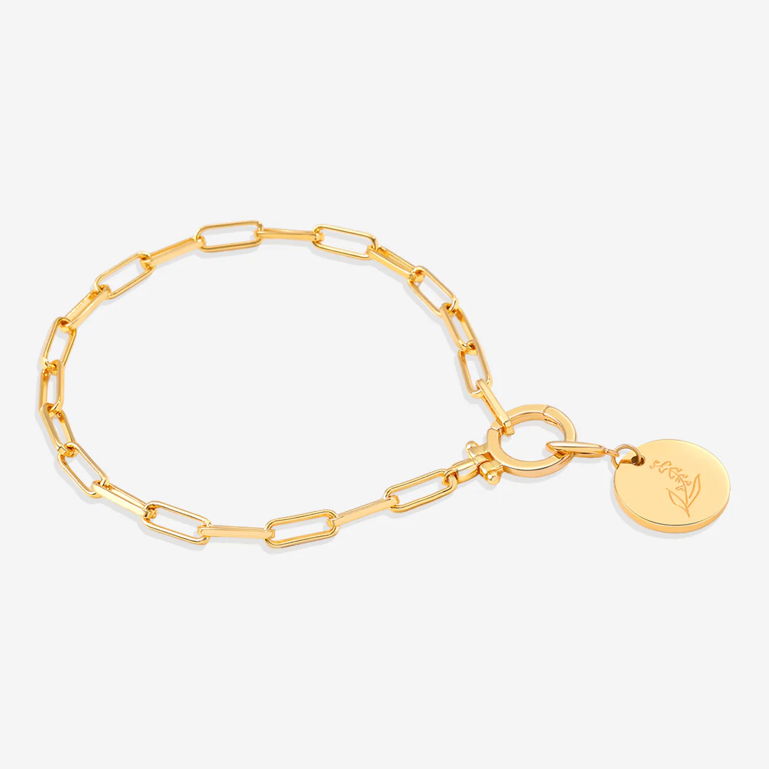 Engraved Birth Flower Disc Charm - Image 26