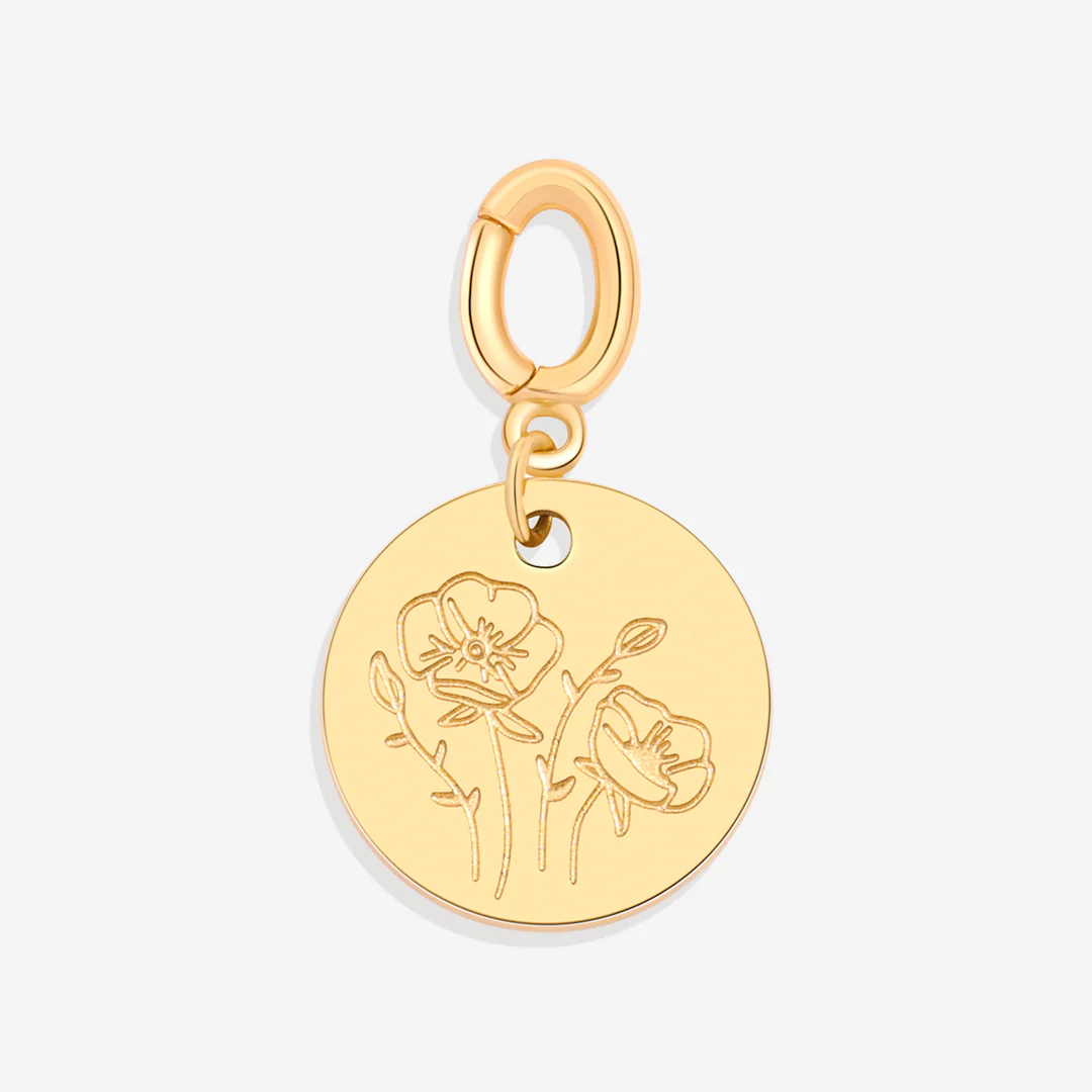 Engraved Birth Flower Disc Charm - Image 27