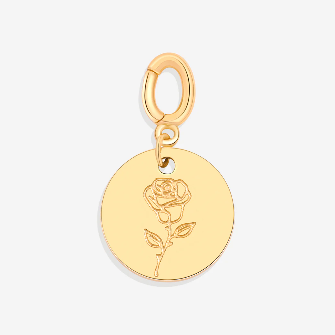 Engraved Birth Flower Disc Charm - Image 34