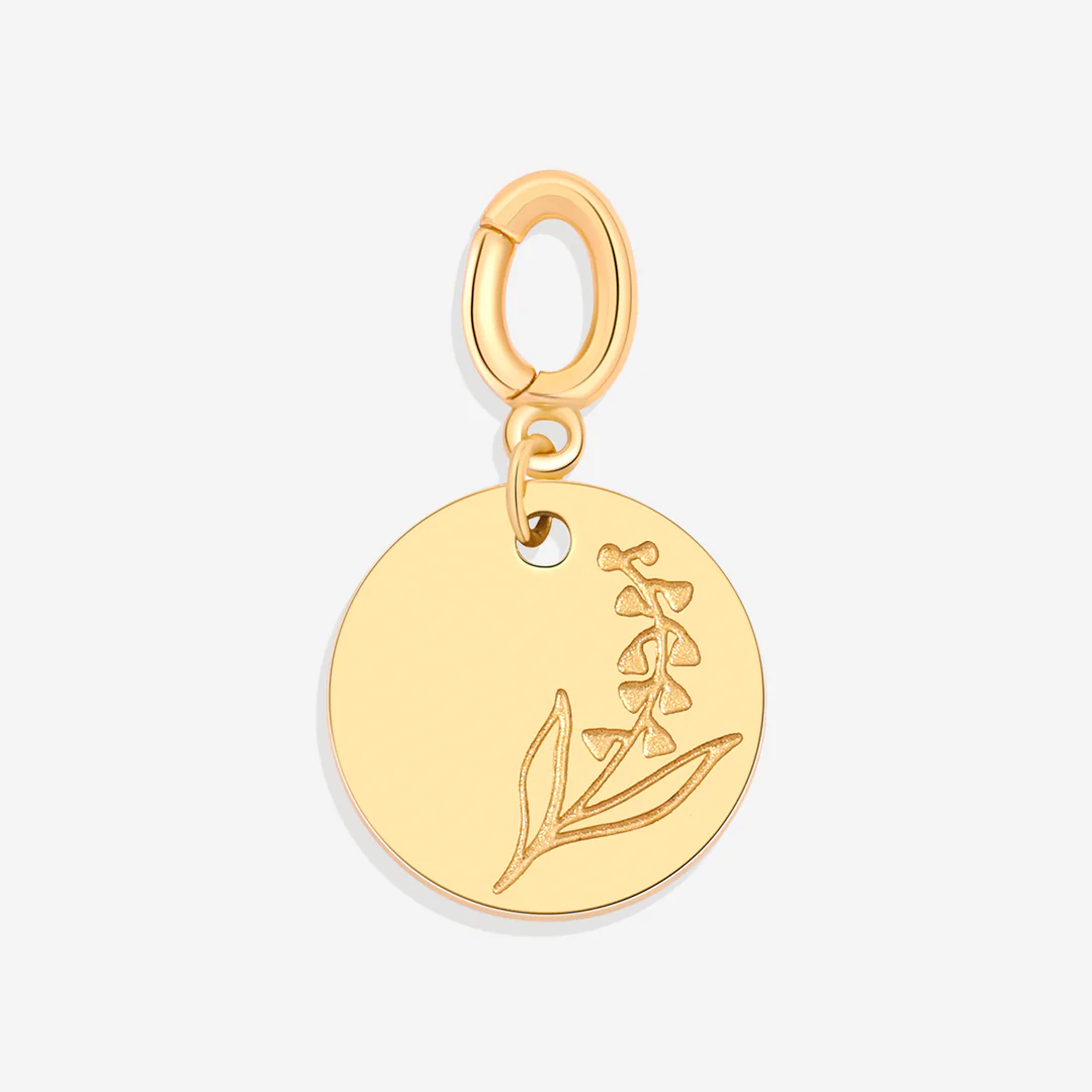Engraved Birth Flower Disc Charm - Image 35