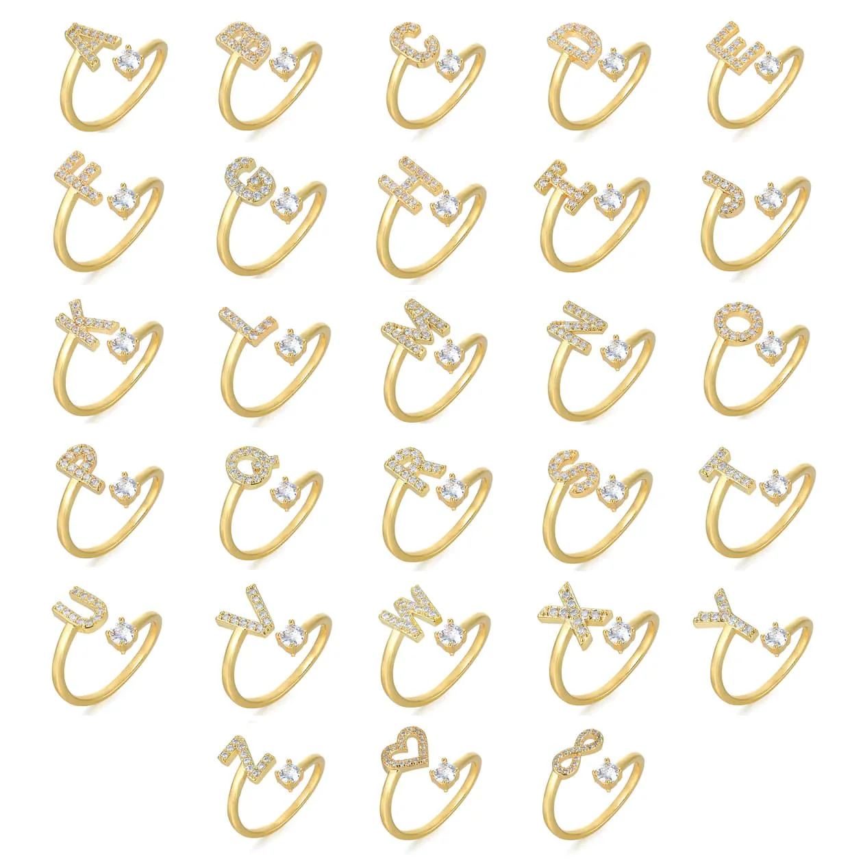Pave Adjustable Initial Ring - Image 6