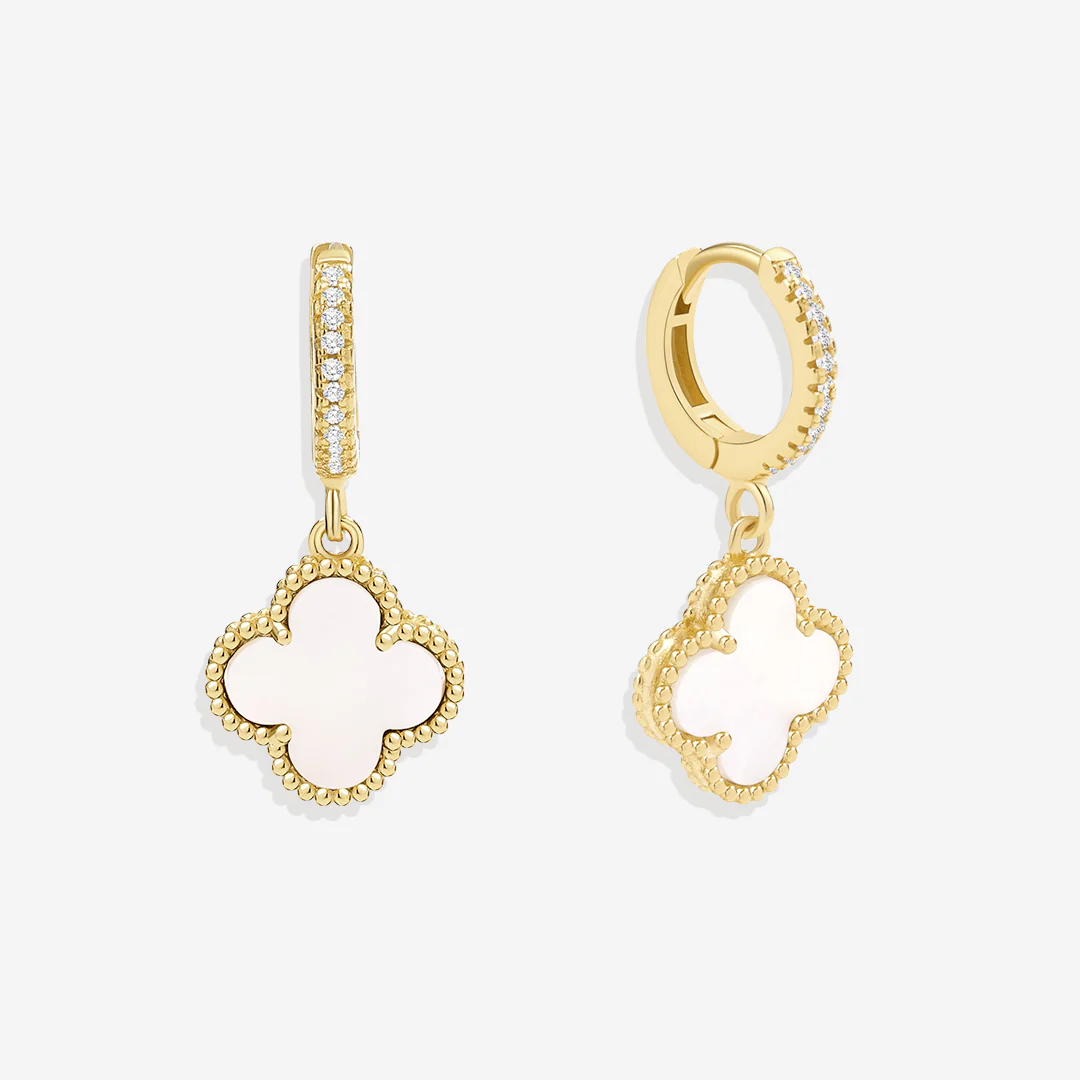 Pave Clover Drop Earrings - Image 12