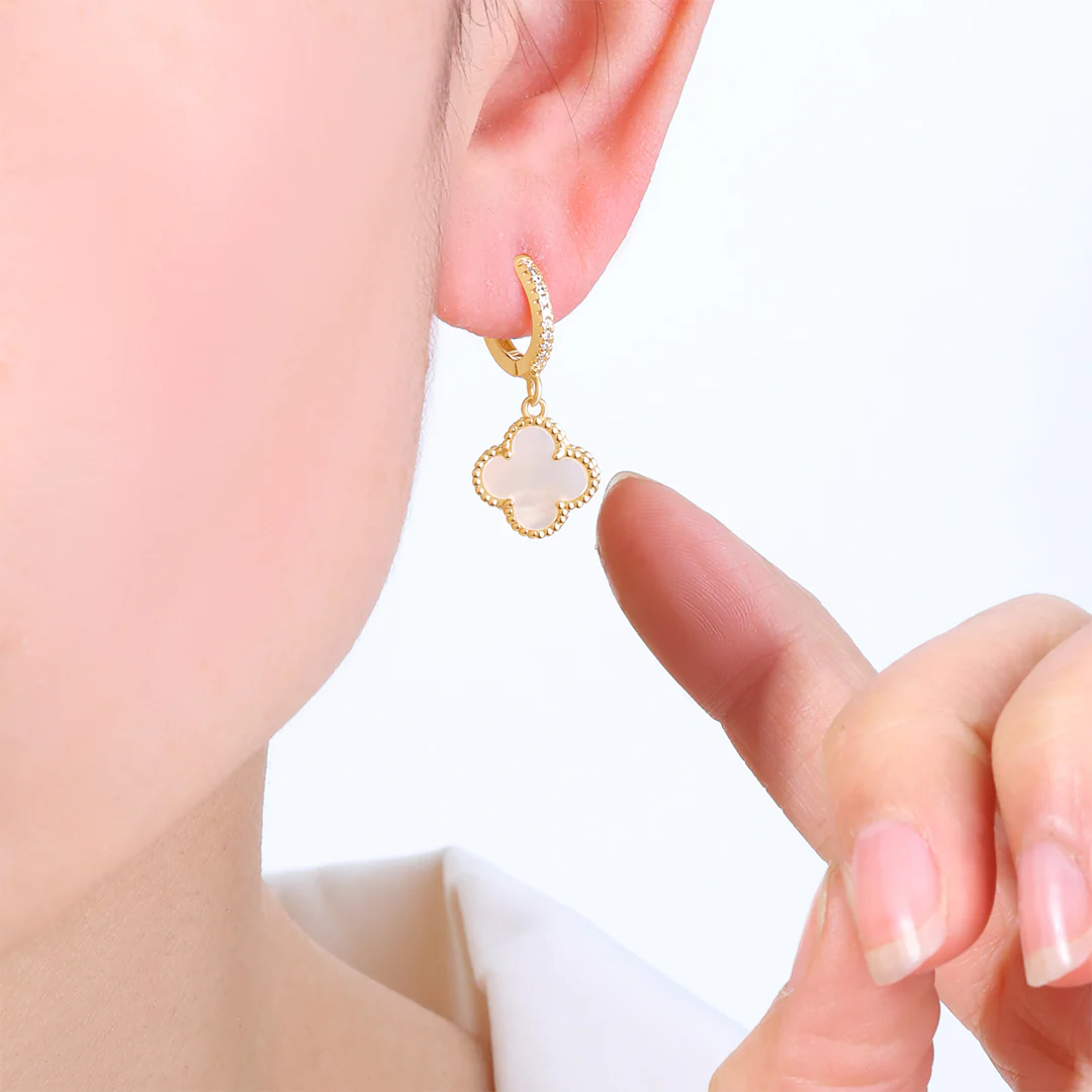 Pave Clover Drop Earrings - Image 13