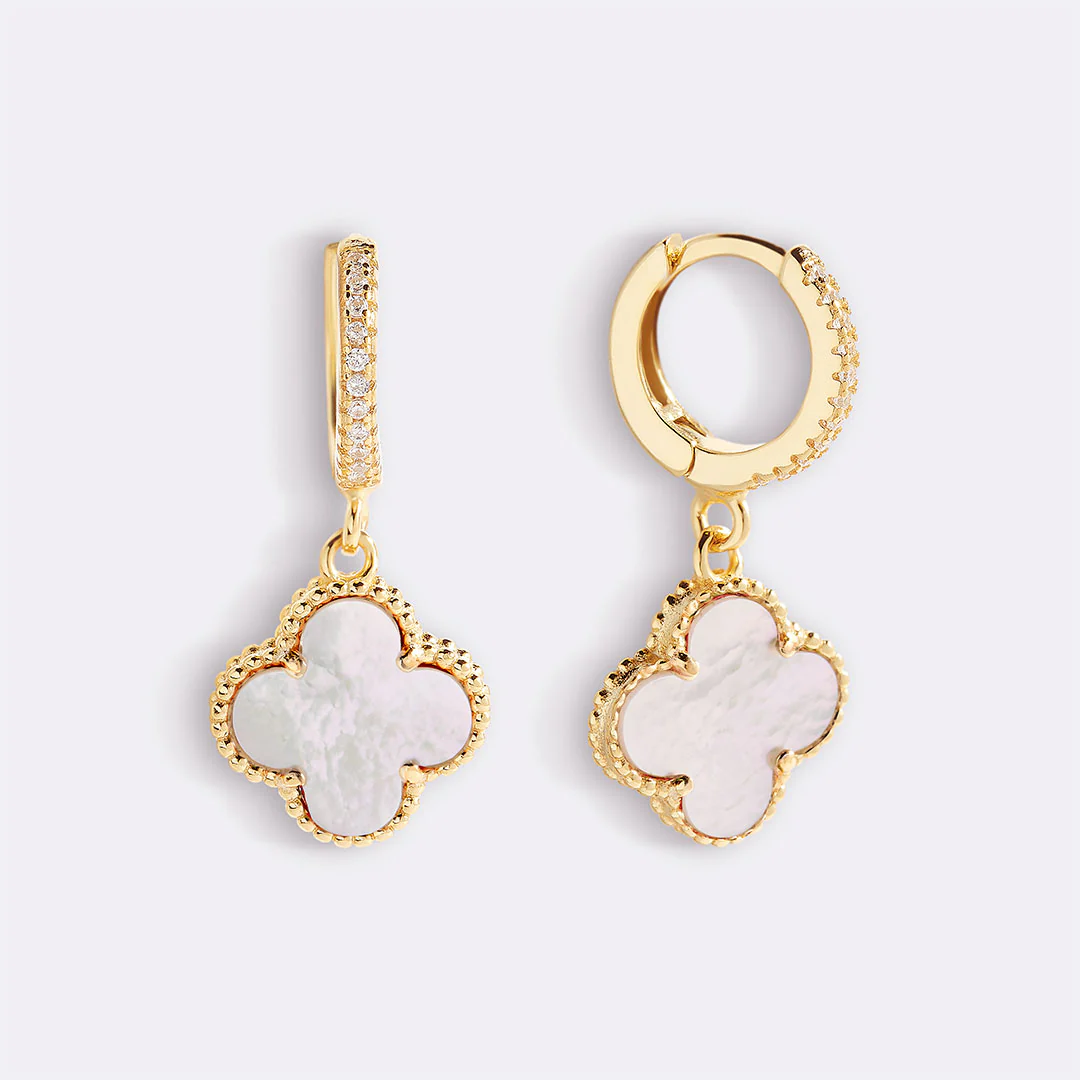 Pave Clover Drop Earrings - Image 19