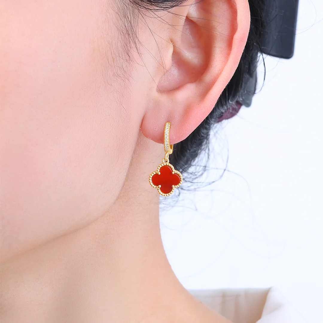Pave Clover Drop Earrings - Image 3