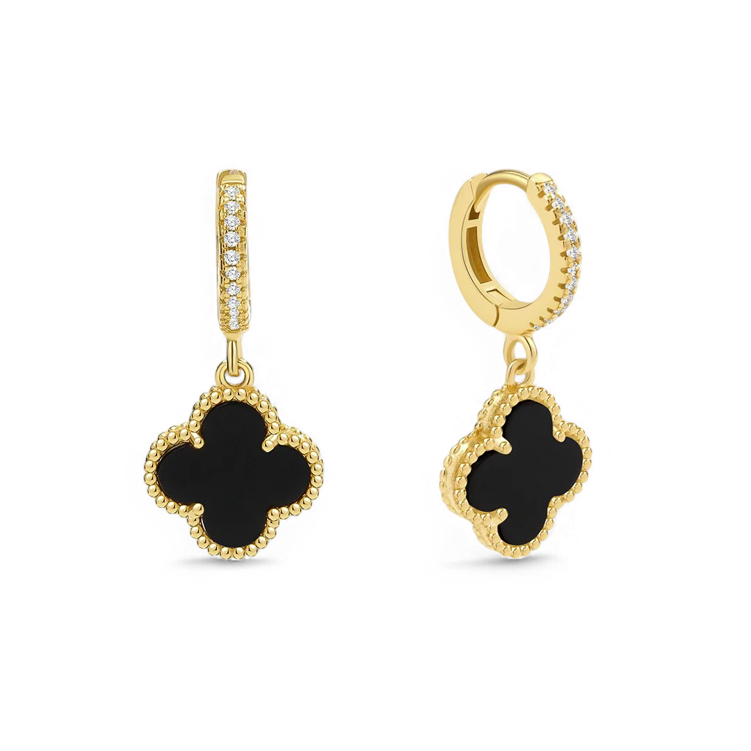 Pave Clover Drop Earrings - Image 5