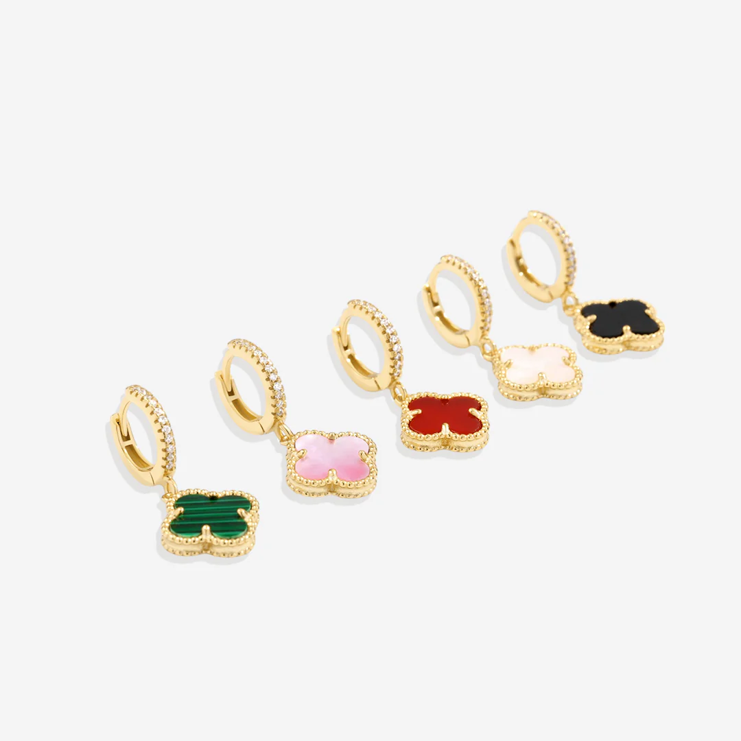 Pave Clover Drop Earrings - Image 6