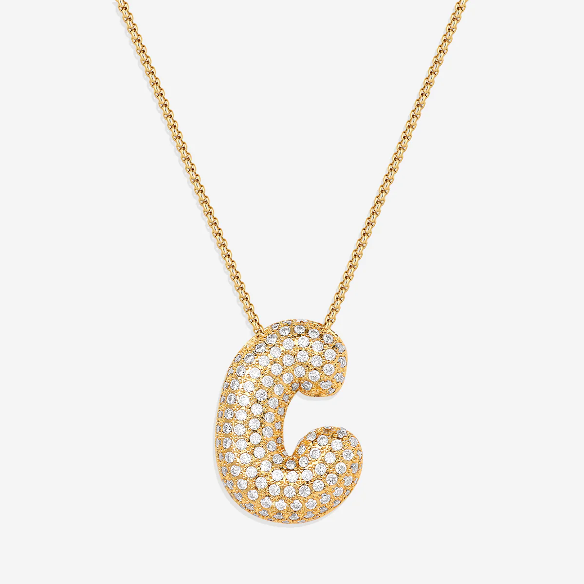 Pave Bubble Initial Necklace - Image 10
