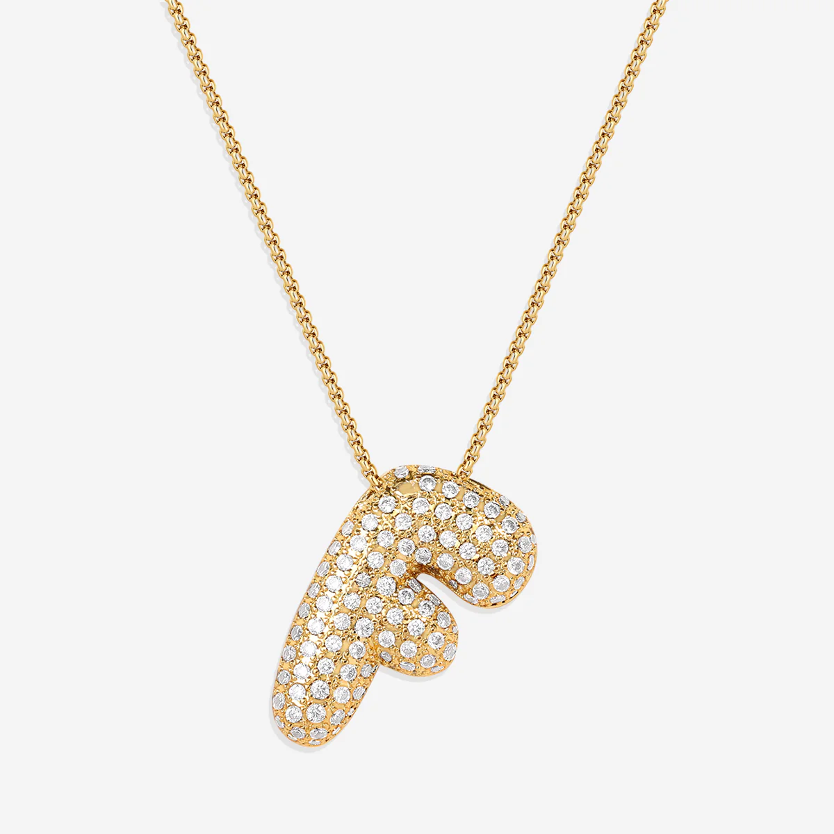 Pave Bubble Initial Necklace - Image 13
