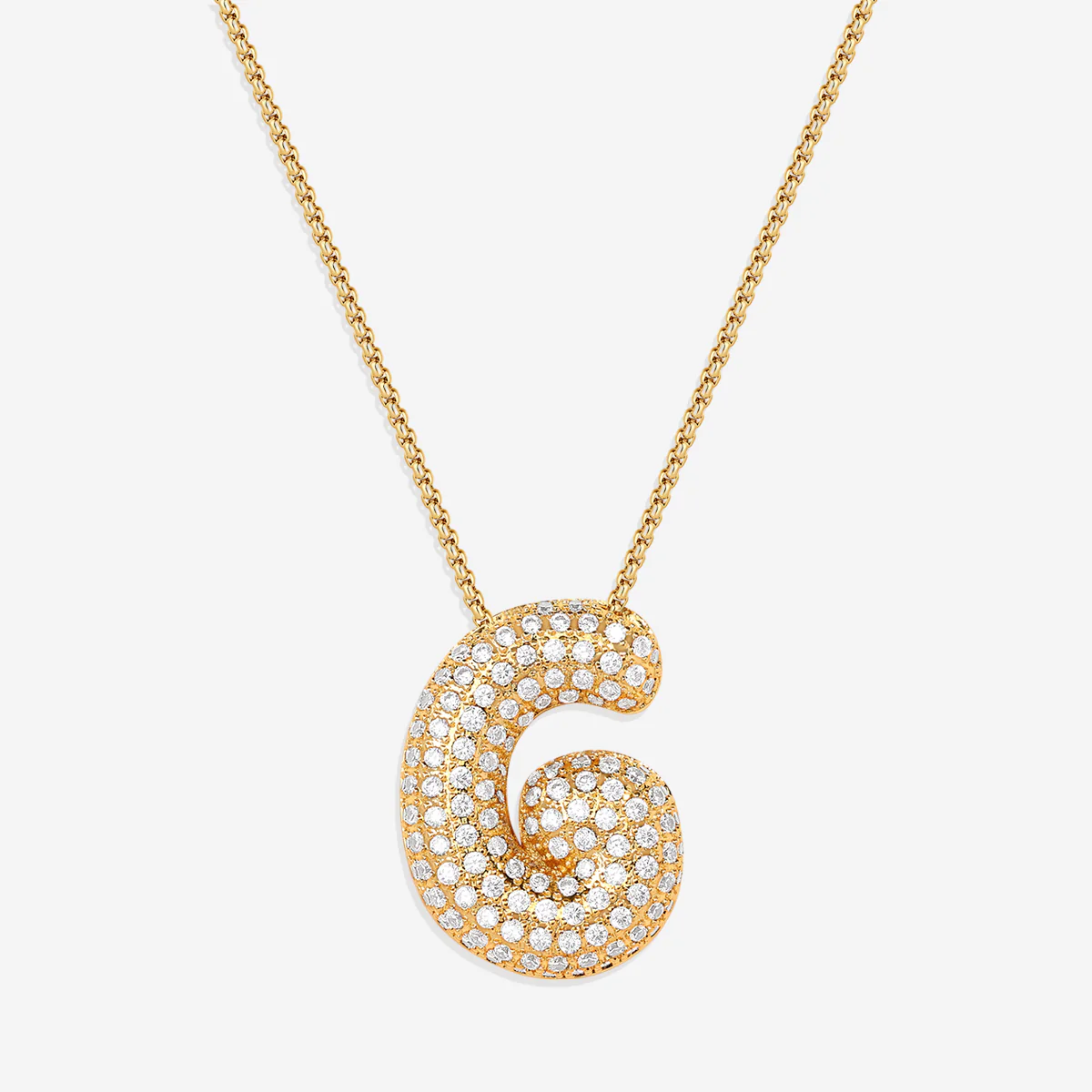 Pave Bubble Initial Necklace - Image 14