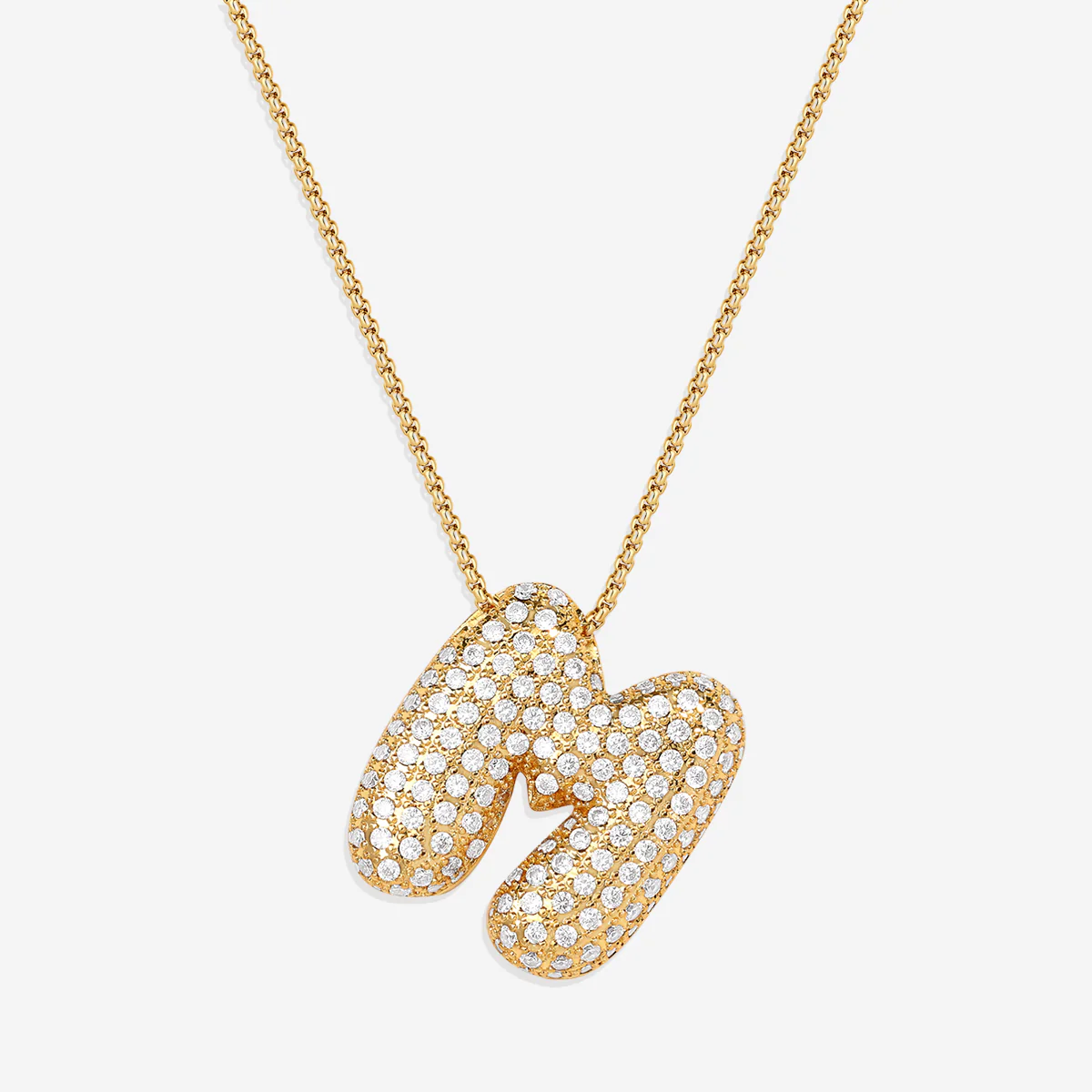 Pave Bubble Initial Necklace - Image 20