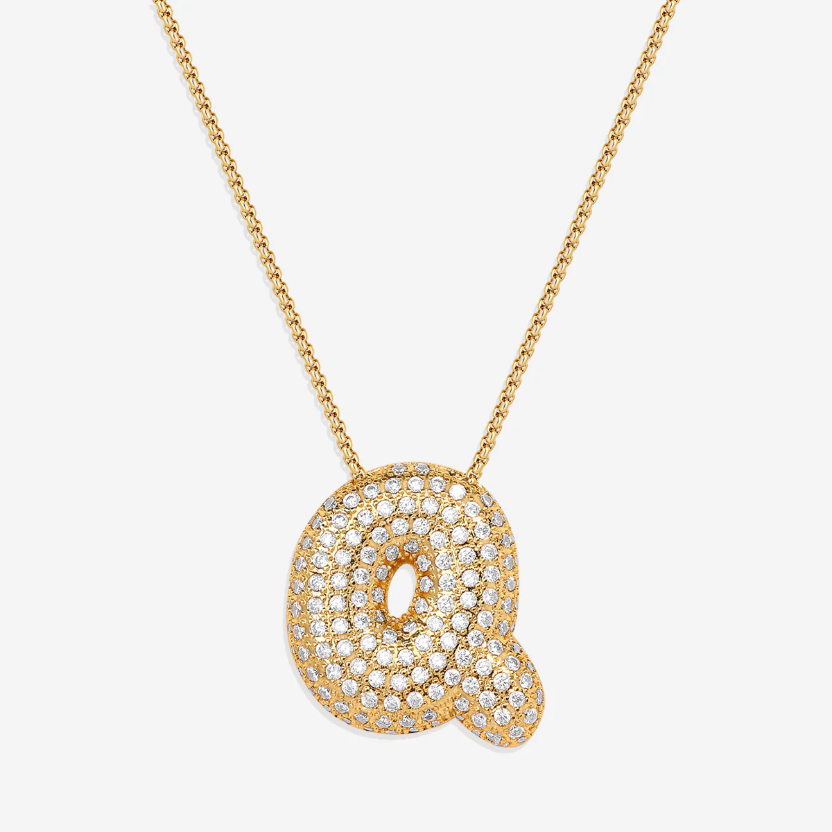 Pave Bubble Initial Necklace - Image 24