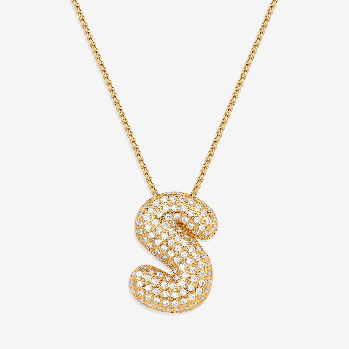 Pave Bubble Initial Necklace - Image 26