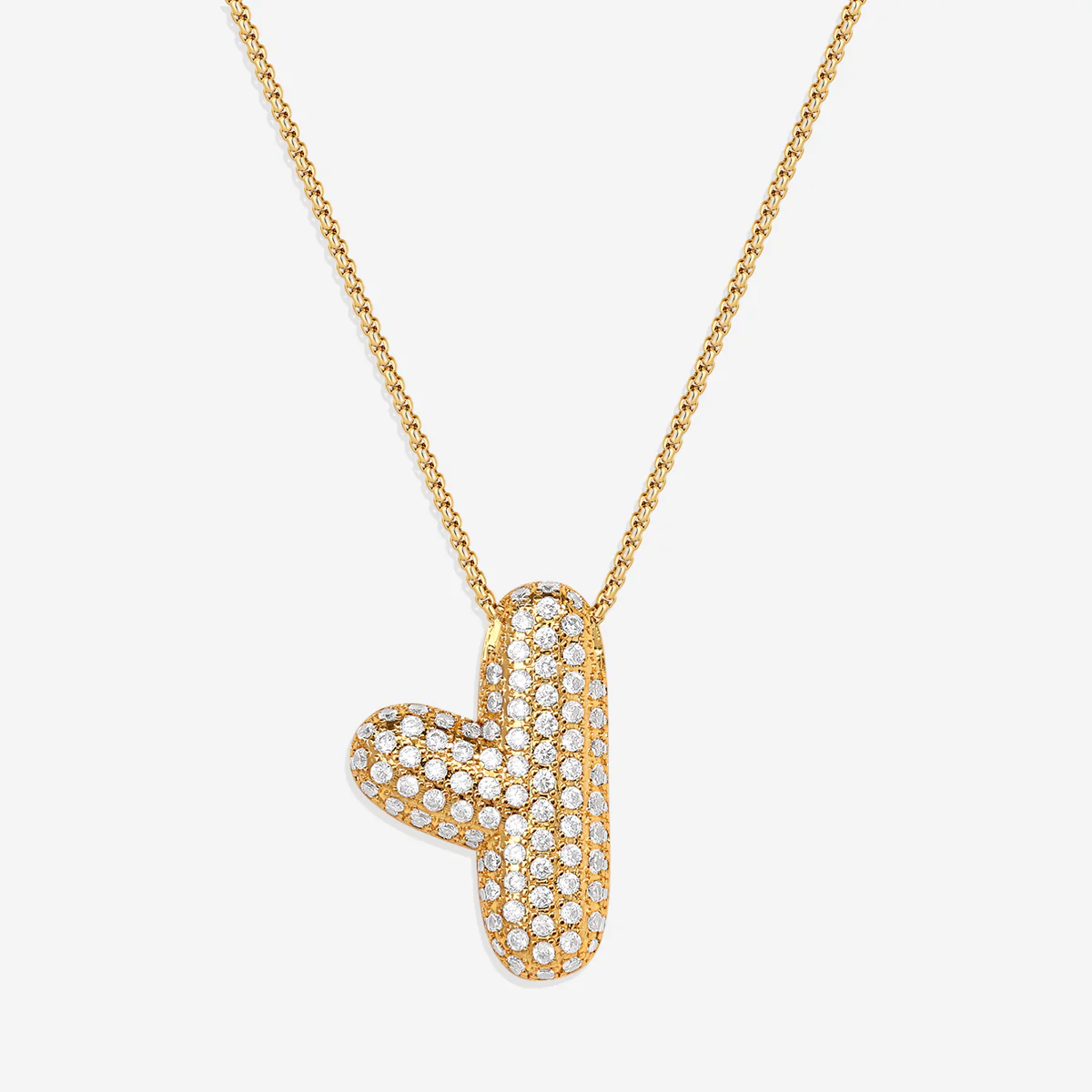 Pave Bubble Initial Necklace - Image 32
