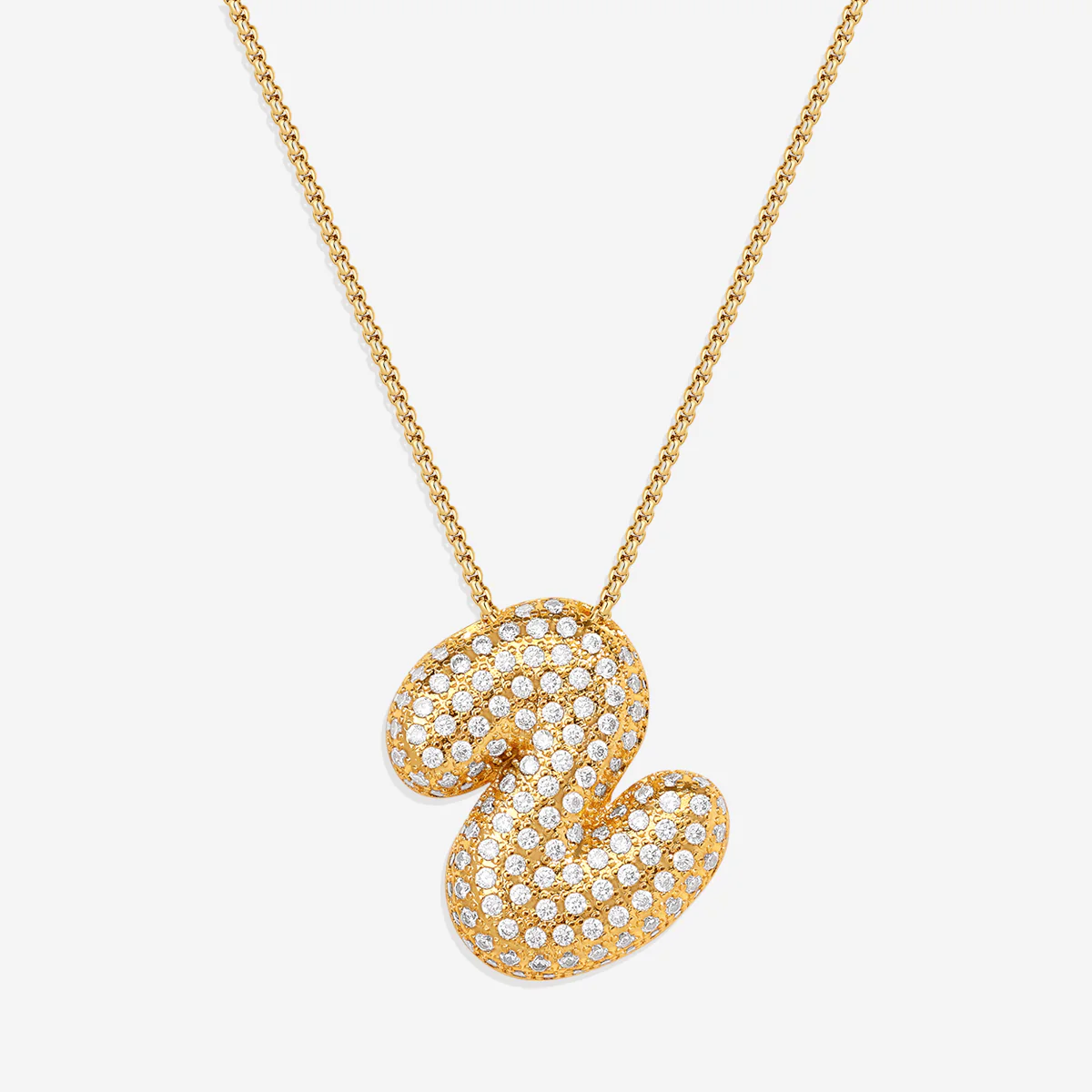 Pave Bubble Initial Necklace - Image 33