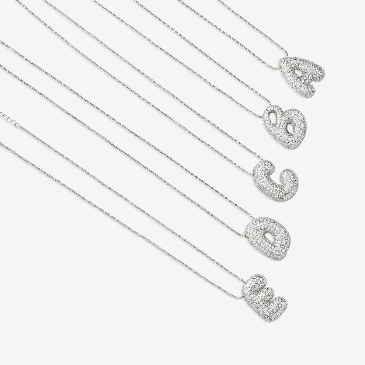 Pave Bubble Initial Necklace - Image 38